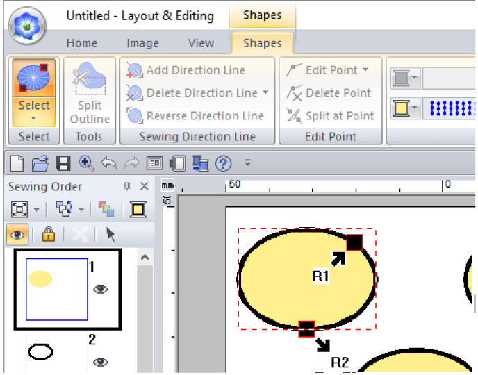 Embroidery tools in pe design software