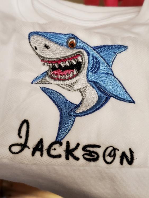 Embroidered shark free design
