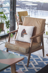 Embroidered cushion with Indian fox design
