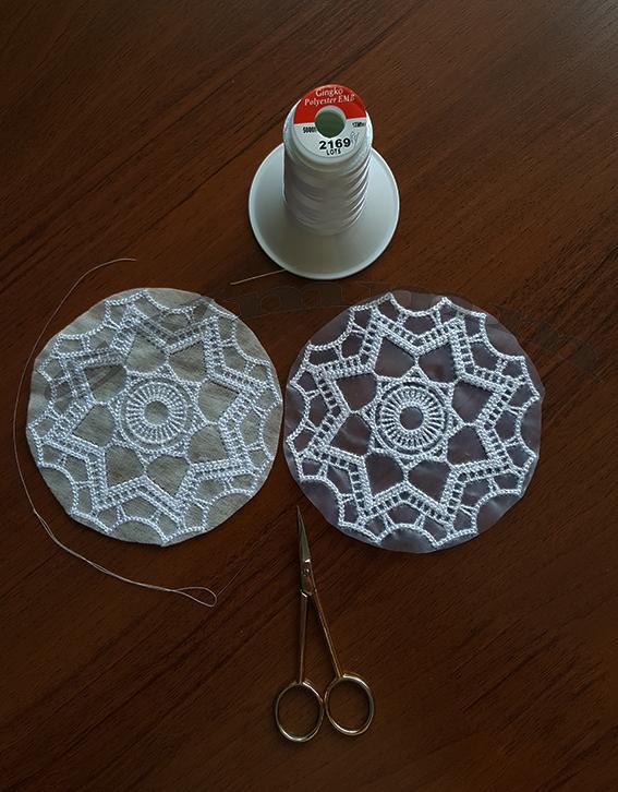 second step how create Christmas ball freestanding lace