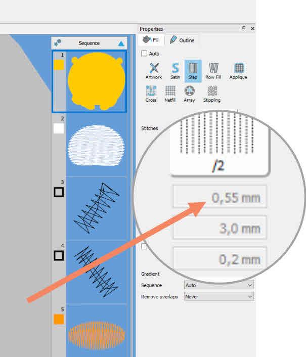 Density for embroidery design