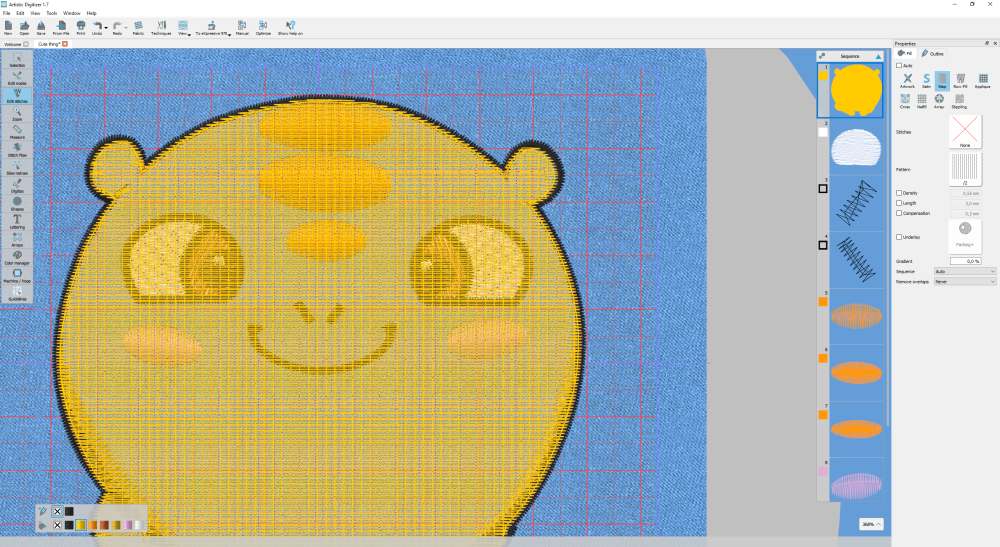 In software embroidery design