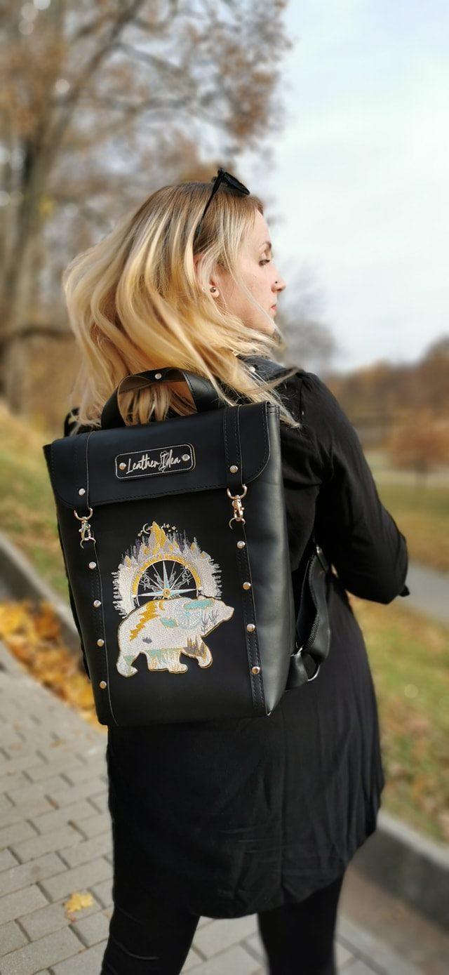 Unleash Your Wild Side: Bear Embroidery Designs for Leather Backpacks