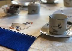 Embroidered table cloth with free design
