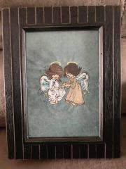 Framed two angels embroidery design
