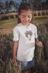 Embroidered t-shirt with Girl in wreath embroidery design