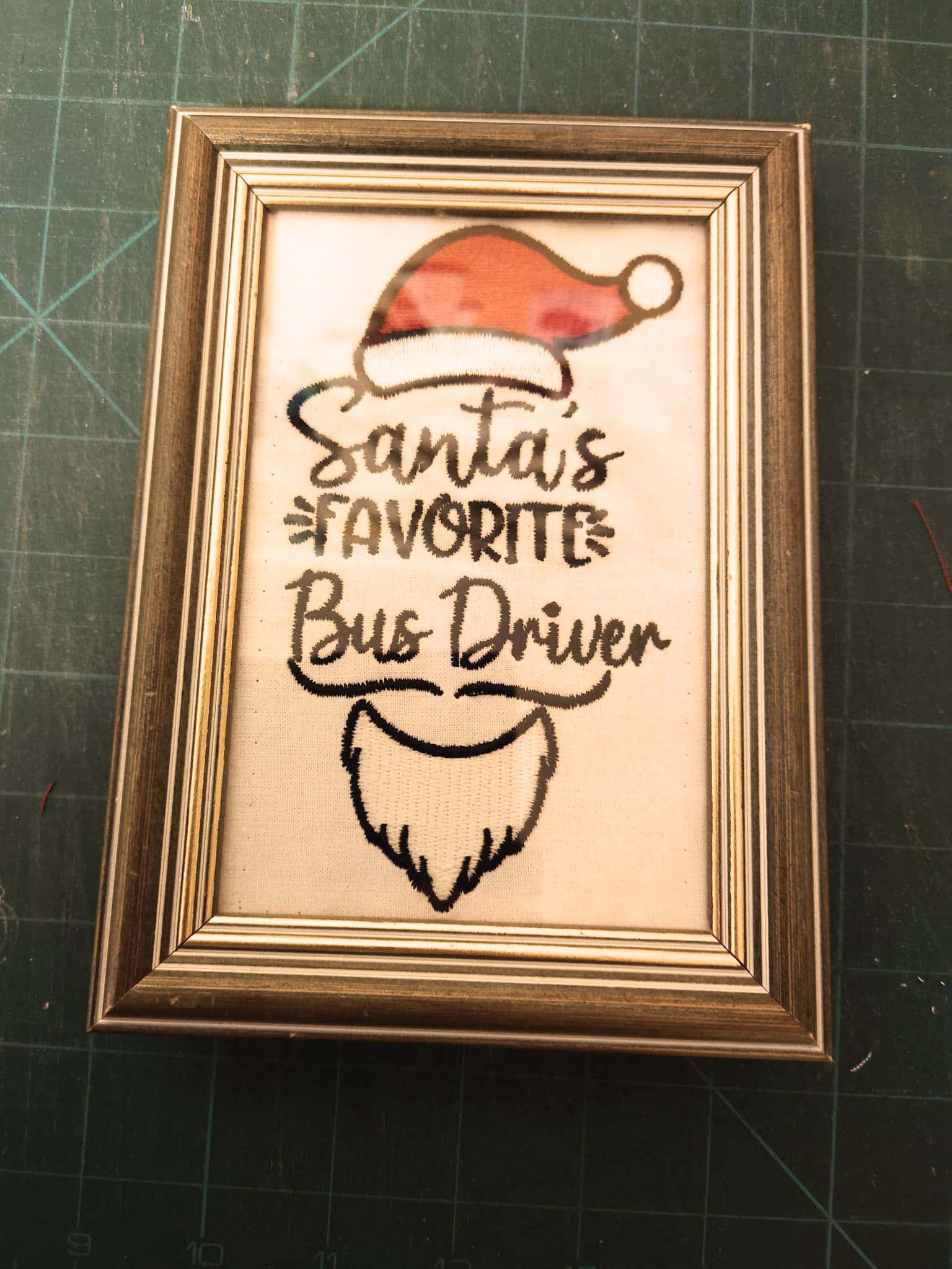 Framed Christmas embroidered gift for bus driver