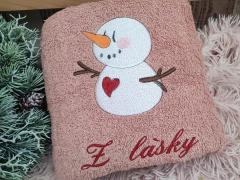 Embroidered towel with Snowman design