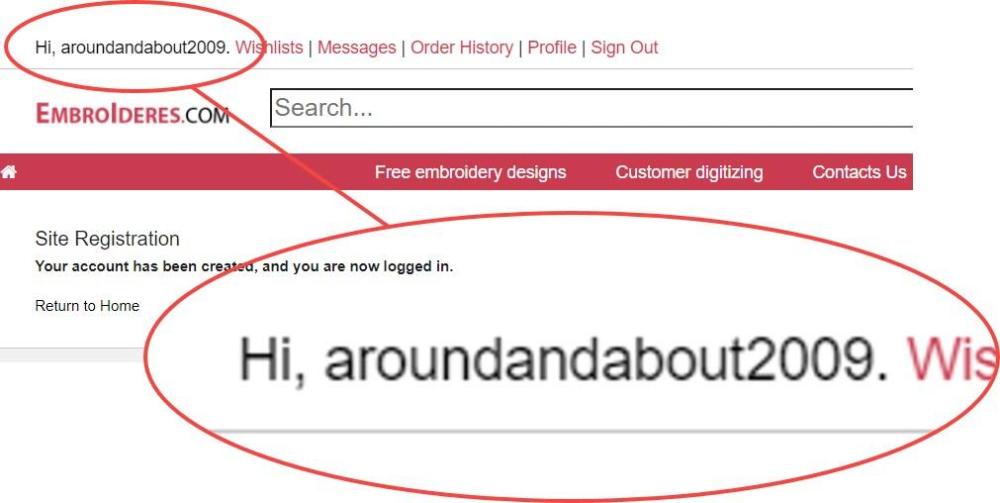 Register account in embroidery library embroideres