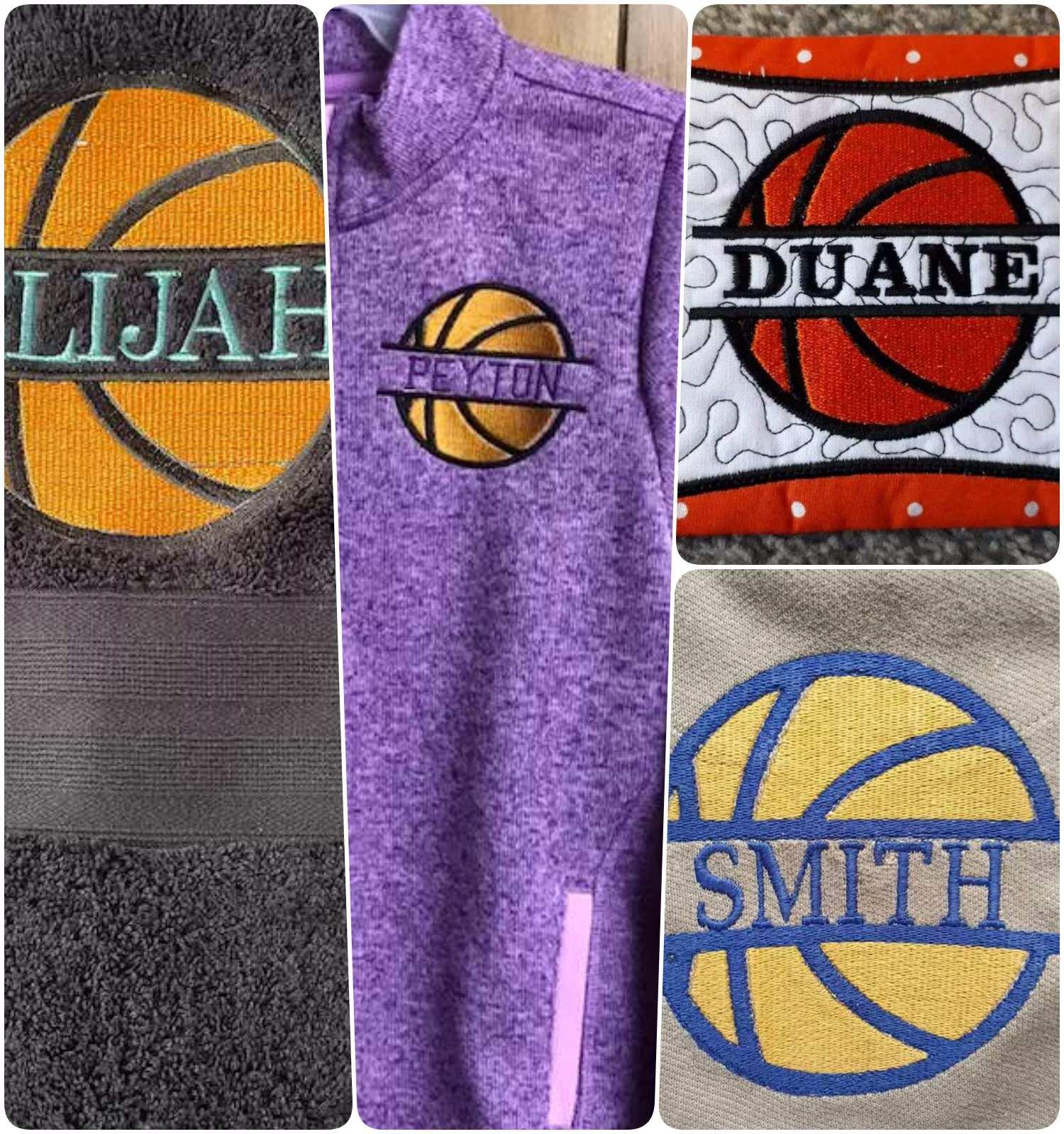 Show Your Love For The Game With Split Basketball Embroidery Design
