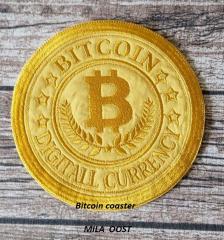 Celebrate the Digital Age with Bitcoin Coaster Embroidery Design