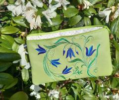 Cosmetic bag with Bells flowers free machine embroidery design
