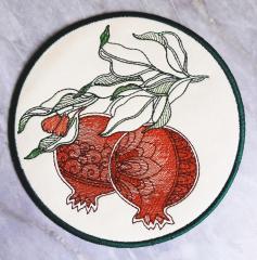 Delicate Craftsmanship:  Embroidered Lunchmat Pomegranate Free Design