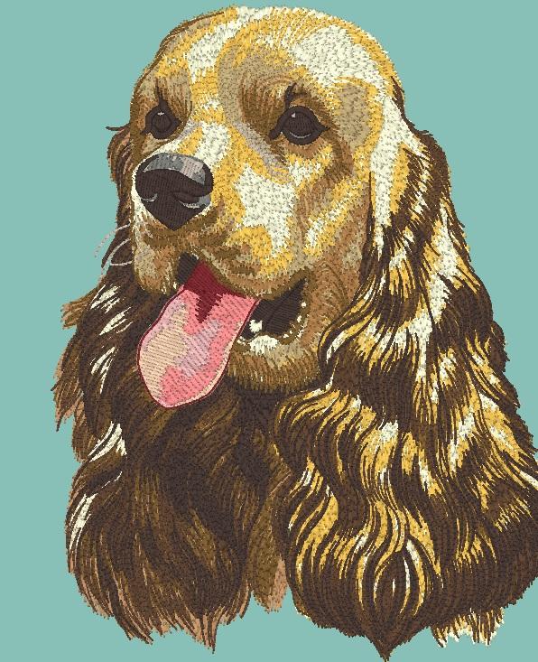 Finished cocker spaniel embroidery design