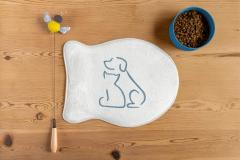Food Mat with Cat and Dog Embroidery Design Show Love to Furry Friend