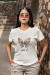 T-Shirt with Butterfly Let It Be Embroidery Design: Embrace Style