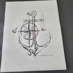 Nautical Elevate Interior with Marine Sketch Embroidery Design
