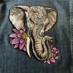 Indian Elephant Lotus Embroidery Design - Elegance Artistic Creations
