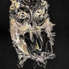 Majestic Beauty of Wild Owl Autumn Sketch Style Embroidery Design