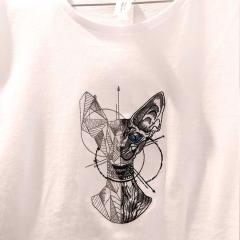 Style with Cotton Shirt featuring Sphynx Cat Embroidery Design