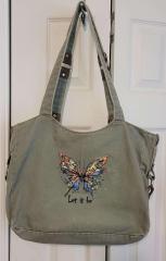 Beach Bag Elevate Style with Butterfly Let It Be Embroidery Design