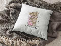 Teddy Bear Embroidery Design Pillows Decor for Children's Rooms