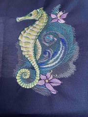Capture Magic of  Sea with Sea Horse with Flowers Embroidery Design