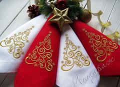 Festive Napkins: A Stitch of Christmas Tree Embroidery Magic!