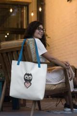 Trend Tote Bags with Little Owl Holding Heart Free Embroidery Design