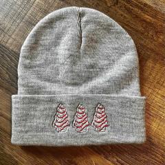 Festive Elevating Winter Hat with Oh Christmas Tree Embroidery Design