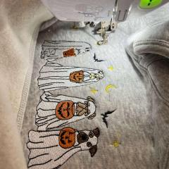 Hauntingly Adorable The Four Spooky Halloween Ghost Dog Embroidery
