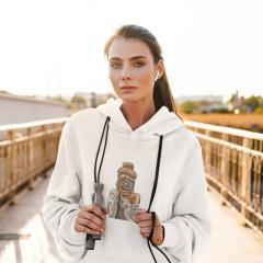 Style Art of Embroidered Hoodies withTanned Girl Photographer Design