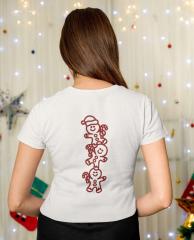 Festive Fashion: Gingerbread Trio Embroidered Christmas T-Shirts