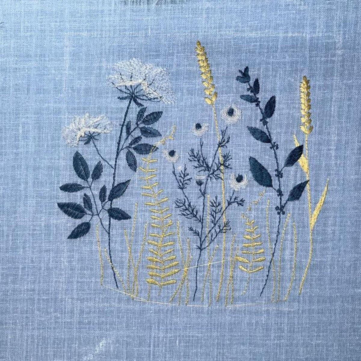 Garden Threads: Weaving Nature's Charm in Botanical Grass Embroidery