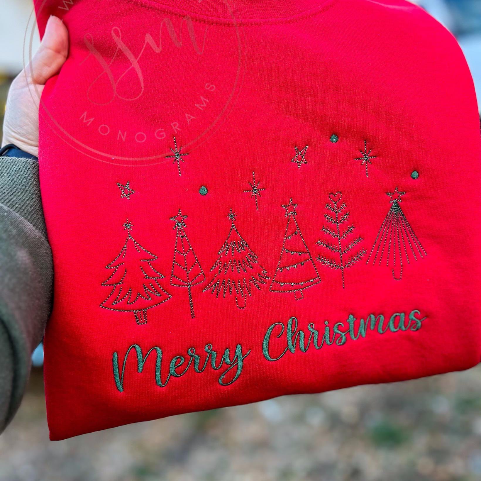Stitching Holiday Crafting Unique Christmas Tree Embroidery on Hoody