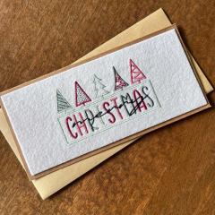 Handmade Christmas Cards Decorated with Machine Embroidery Designs