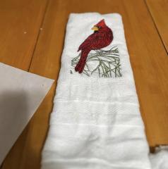 Feathered Elegance Art of Embroidering Northern Cardinals on Towels