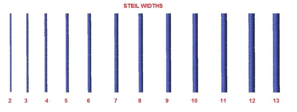 Embroidery steil width