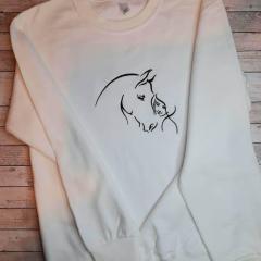 Embroidery Art: Girl and Horse Sketch Design on Shirts