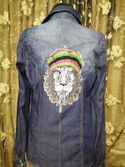 Reggae Lion Embroidery Design: Stylish Denim Jacket Makeover