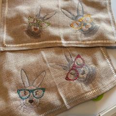 Easter Bunny Embroidery: Stylish Cotton Napkins for Spring