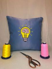 Cushion with Lamp & Brain Design - Free Embroidery Pattern