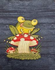 Frog Among Mushrooms Embroidery: A Whimsical Art for Craft Lovers