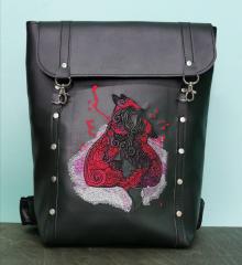 Fox Family Embroidery: Stylish & Unique Leather Backpack Design