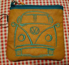 Vintage Bus Embroidery Design: Chic Small Bag Makeover