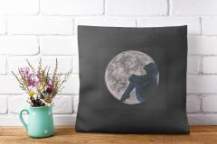 Girl Under Moon Embroidery: A Dreamy Pillow Design