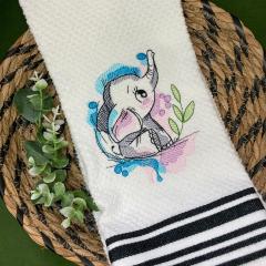 Tattered Baby Elephant Towel: Unique Embroidery Craft