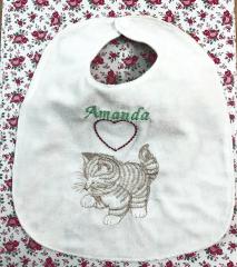 Kitten Free Embroidery Design: Adorable Baby Bibs