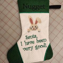 Sweet Easter Bunny Embroidery Design on a Sock