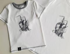Caravel Sketch Embroidery Design on T-shirts: A Timeless Craft
